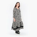  A-Form Kleid von AKH Fashion aus Viskose, 1428.06959, Schwarz/Ecru, Grafik, Schick, Schick
