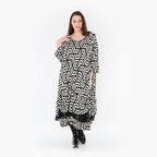  A-Form Kleid von AKH Fashion aus Viskose, 1428.06959, Schwarz/Ecru, Grafik, Schick, Schick