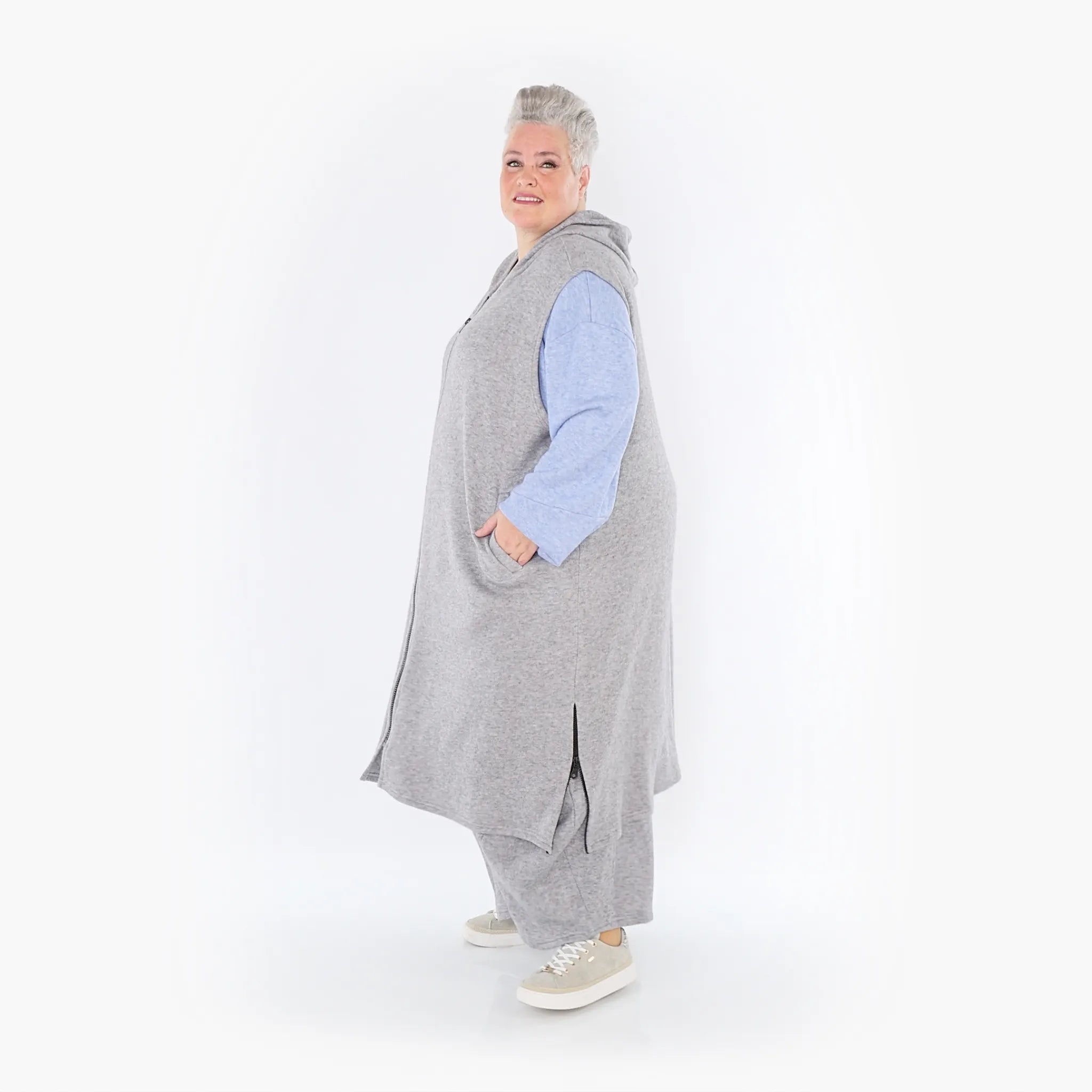  AKH Fashion Weste in gerader Form, aus Viskose, 1429.06879, Hellgrau, Schick, Modern