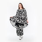  AKH Fashion Shirt in Vokuhila-Form, aus Viskose, 1434.07028, Schwarz/Weiß, Schick, Modern