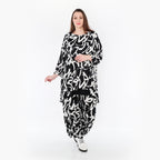  AKH Fashion Shirt in Vokuhila-Form, aus Viskose, 1434.07028, Schwarz/Weiß, Schick, Modern