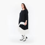  AKH Fashion Kleid in asymmetrischer Form, aus Baumwolle, 1440.07024, Schwarz/Weiß, Schick