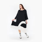  AKH Fashion Kleid in asymmetrischer Form, aus Baumwolle, 1440.07024, Schwarz/Weiß, Schick