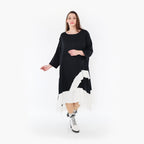 AKH Fashion Kleid in asymmetrischer Form, aus Baumwolle, 1440.07024, Schwarz/Weiß, Schick