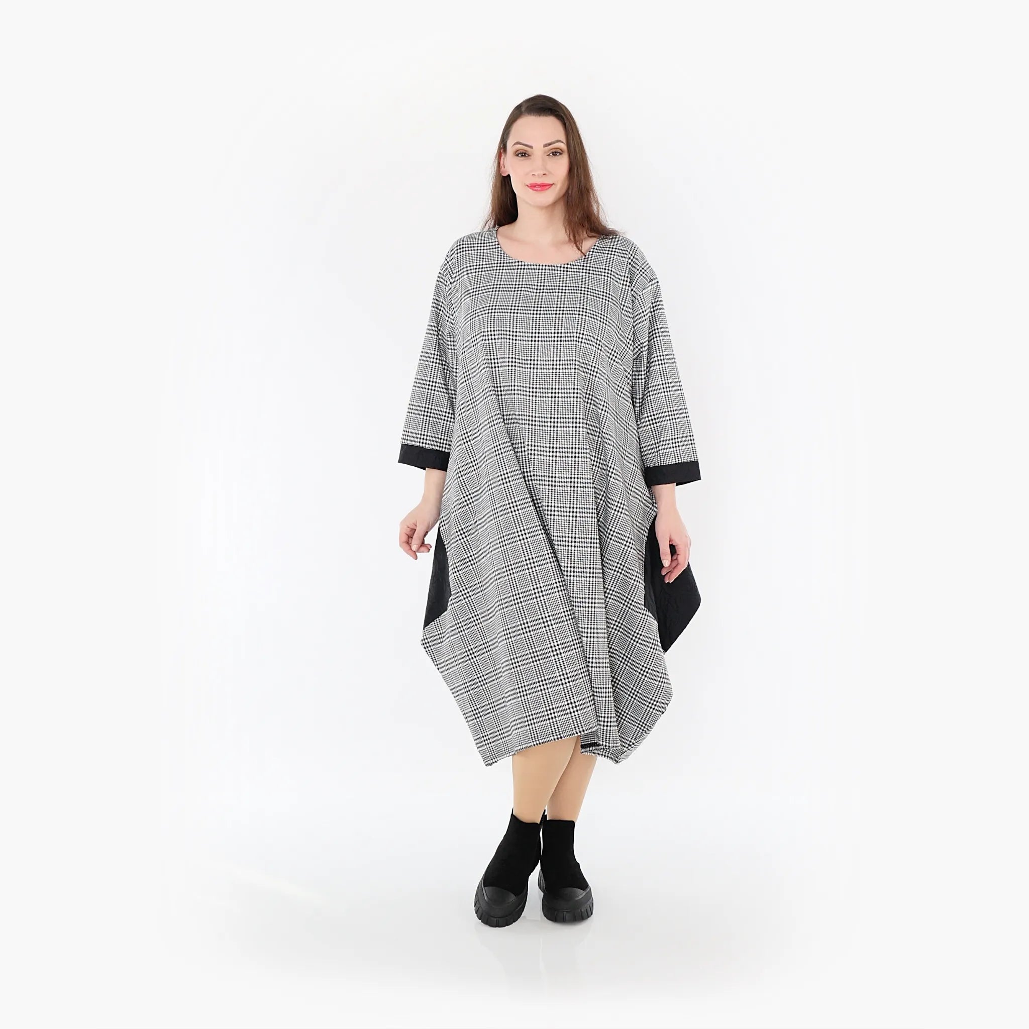  Ballonkleid von AKH Fashion aus Baumwolle, 1444.02088, Schwarz/Weiß, Schick, Modern