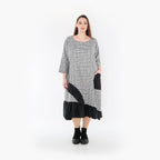  AKH Fashion Kleid in asymmetrischer Form, aus Baumwolle, 1444.07024, Schwarz/Weiß, Schick