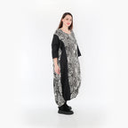  Ballonkleid von AKH Fashion aus Rayon, 1445.06736, Ecru/Schwarz, Grafik, Schick, Modern
