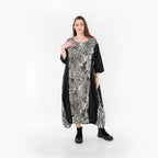  Ballonkleid von AKH Fashion aus Rayon, 1445.06736, Ecru/Schwarz, Grafik, Schick, Modern