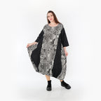  Ballonkleid von AKH Fashion aus Rayon, 1445.06736, Ecru/Schwarz, Grafik, Schick, Modern