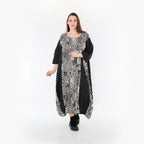  Ballonkleid von AKH Fashion aus Rayon, 1445.06736, Ecru/Schwarz, Grafik, Schick, Modern