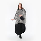  A-Form Bigshirt von AKH Fashion aus Rayon, 1445.07037, Ecru/Schwarz, Grafik, Schick, Modern