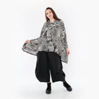  A-Form Jacke von AKH Fashion aus Rayon, 1445.07038, Ecru/Schwarz, Grafik, Schick, Modern