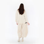  AKH Fashion Jacke in gerundeter Form, aus Baumwolle, 1447.00130, Ecru, Streifen, Schick