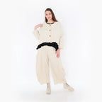  AKH Fashion Jacke in gerundeter Form, aus Baumwolle, 1447.00130, Ecru, Streifen, Schick