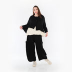  AKH Fashion Jacke in gerundeter Form, aus Baumwolle, 1447.00130, Schwarz, Streifen, Schick