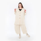 A-Form Jacke von AKH Fashion aus Baumwolle, 1447.06070, Ecru, Streifen, Schick, Modern