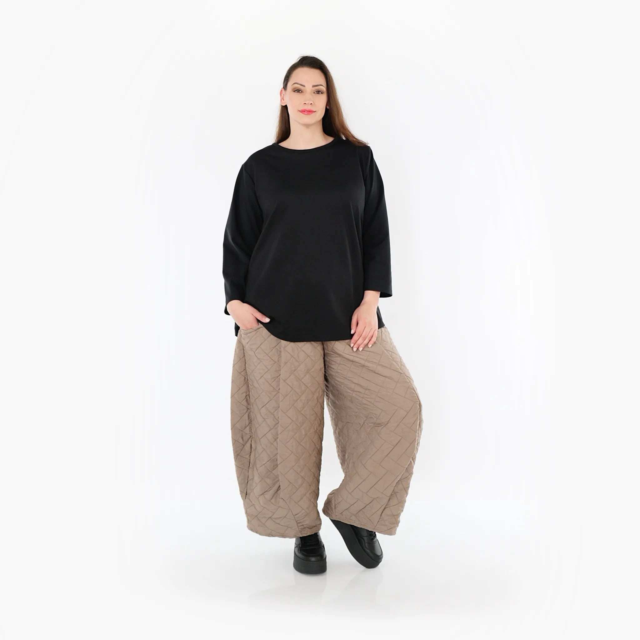  Ballonhose von AKH Fashion aus Materialmix, 1448.08069, Cognac, Kariert, Schick, Modern