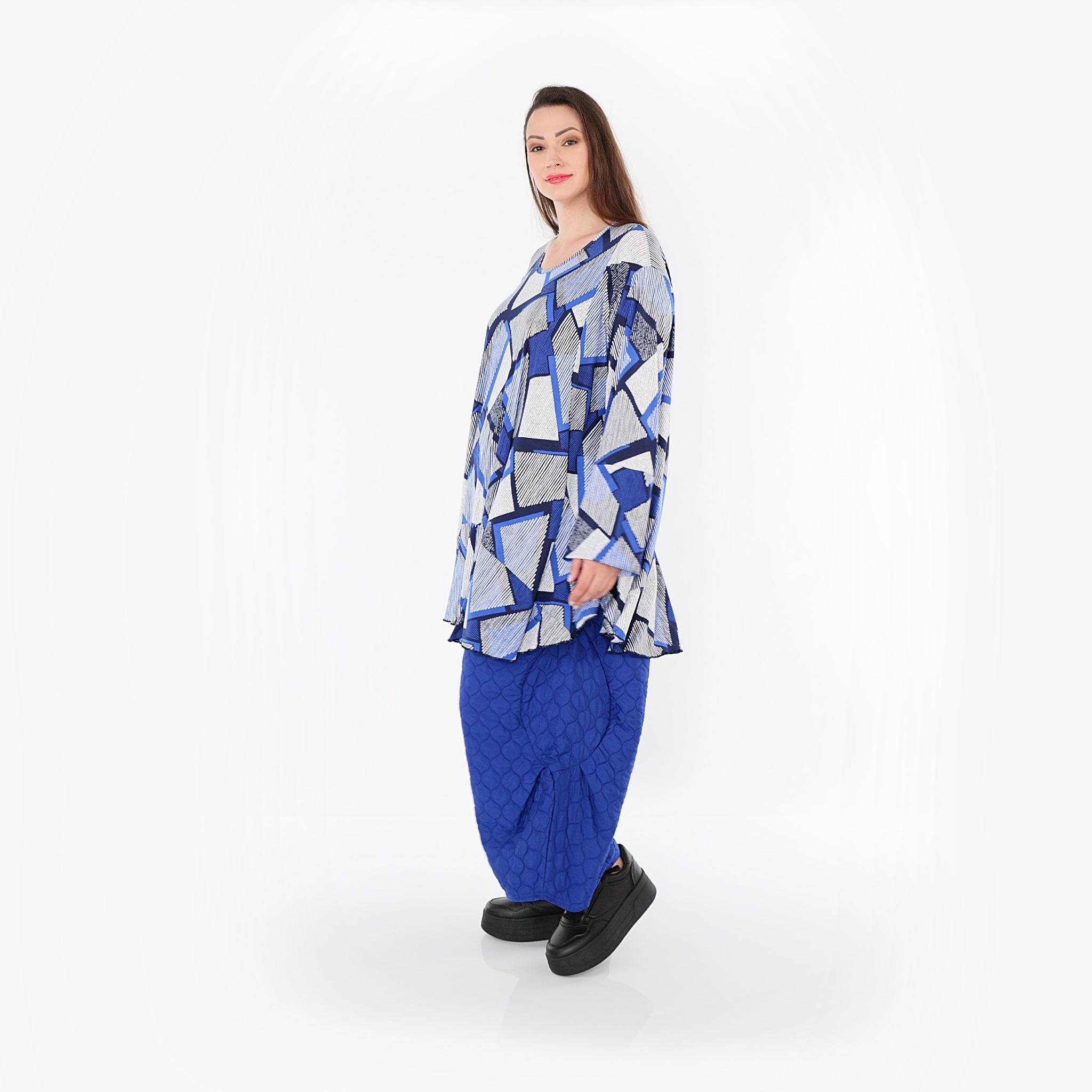  Ballonhose von AKH Fashion aus Materialmix, 1450.06631, Royalblau, Jacquard, Schick