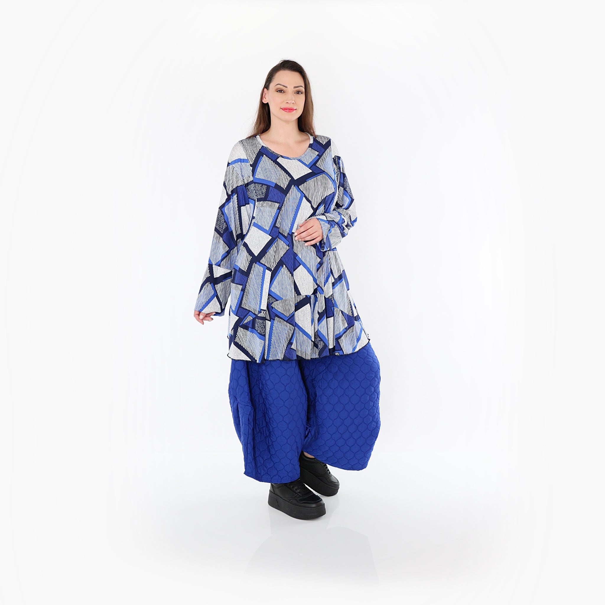  Ballonhose von AKH Fashion aus Materialmix, 1450.06631, Royalblau, Jacquard, Schick