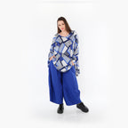  Ballonhose von AKH Fashion aus Materialmix, 1450.06631, Royalblau, Jacquard, Schick