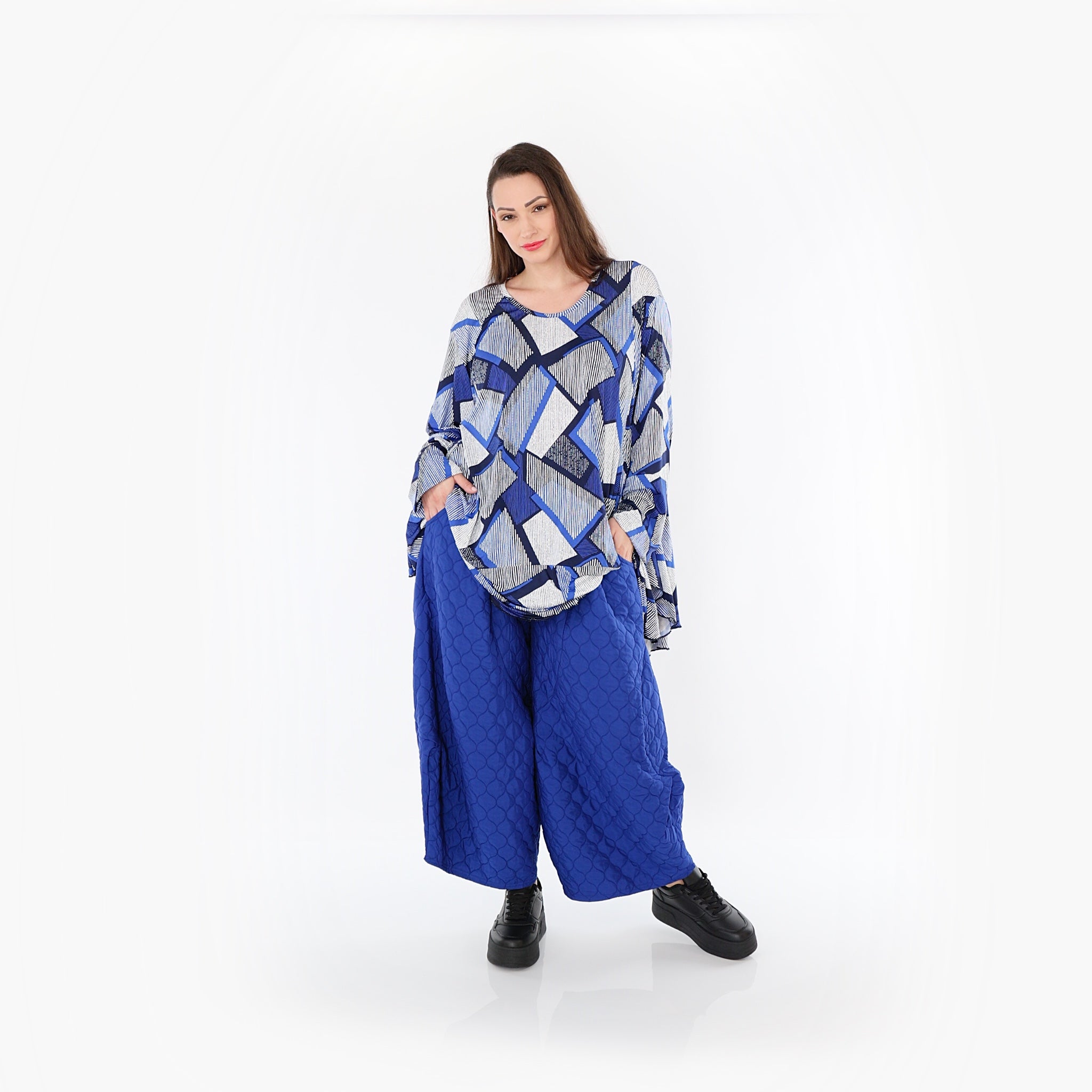  Ballonhose von AKH Fashion aus Materialmix, 1450.06631, Royalblau, Jacquard, Schick