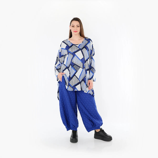  Ballonhose von AKH Fashion aus Materialmix, 1450.08067, Royalblau, Jacquard, Schick