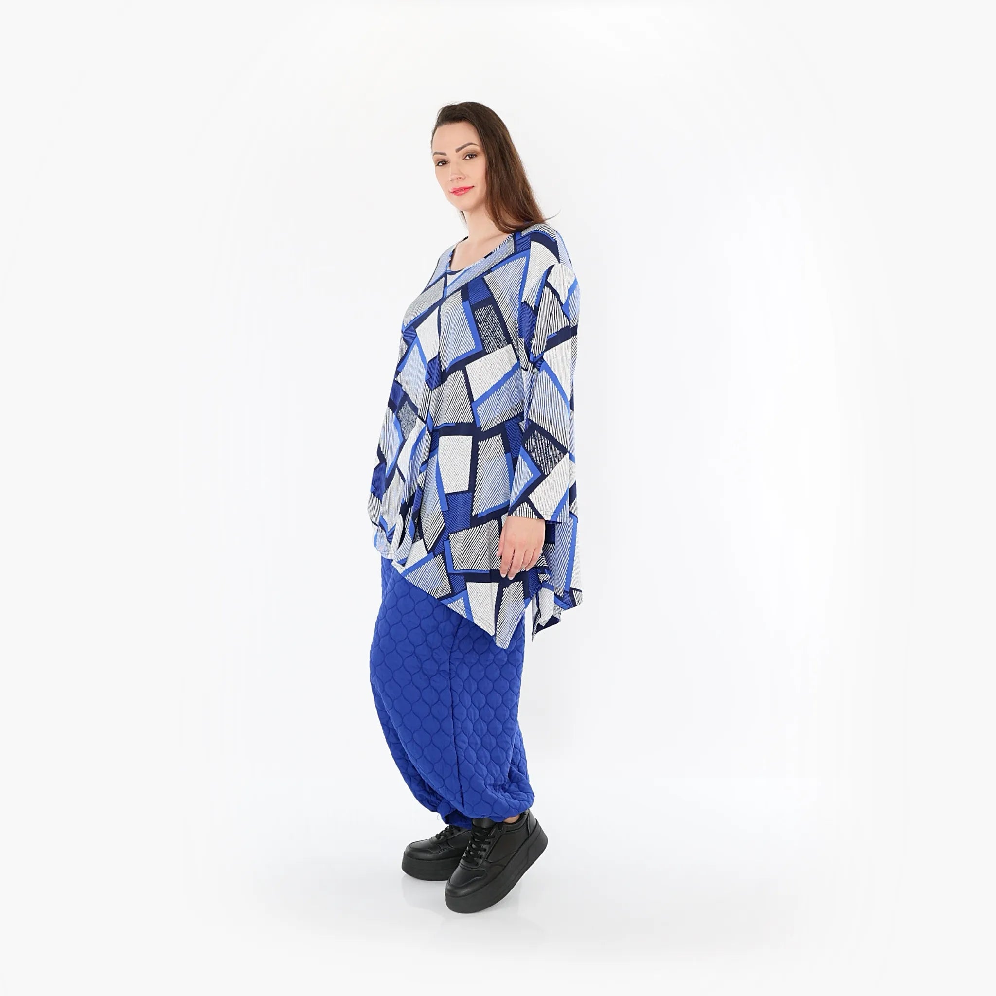  Ballonhose von AKH Fashion aus Materialmix, 1450.08067, Royalblau, Jacquard, Schick