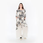  AKH Fashion Bigshirt in Vokuhila-Form, aus Materialmix, 1451.06837, Beige/Weiß/Schwarz