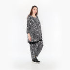  AKH Fashion Bigshirt in Glocken-Form, aus Materialmix, 1452.01892, Schwarz/Weiß, Abstrakt