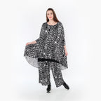  AKH Fashion Bigshirt in Vokuhila-Form, aus Materialmix, 1452.06837, Schwarz/Weiß, Abstrakt