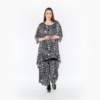 AKH Fashion Bigshirt in Vokuhila-Form, aus Materialmix, 1452.06837, Schwarz/Weiß, Abstrakt