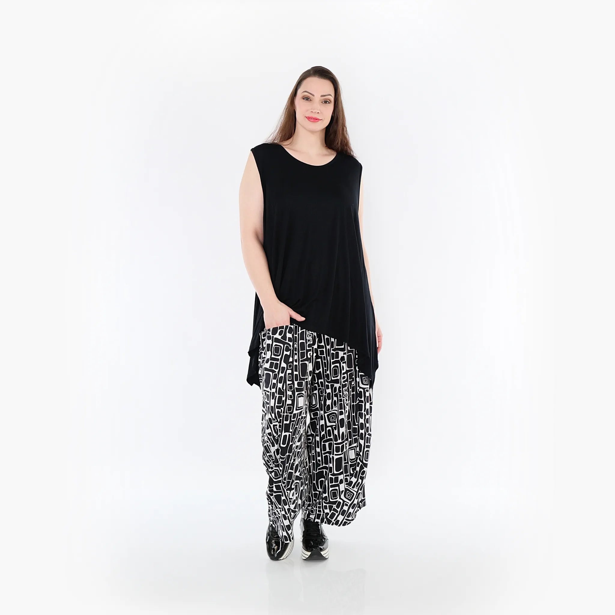  Ballonhose von AKH Fashion aus Materialmix, 1452.08069, Schwarz/Weiß, Abstrakt, Schick