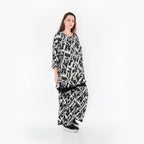  AKH Fashion Bigshirt in Glocken-Form, aus Materialmix, 1453.01892, Schwarz/Weiß, Abstrakt