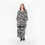  AKH Fashion Bigshirt in Glocken-Form, aus Materialmix, 1453.01892, Schwarz/Weiß, Abstrakt