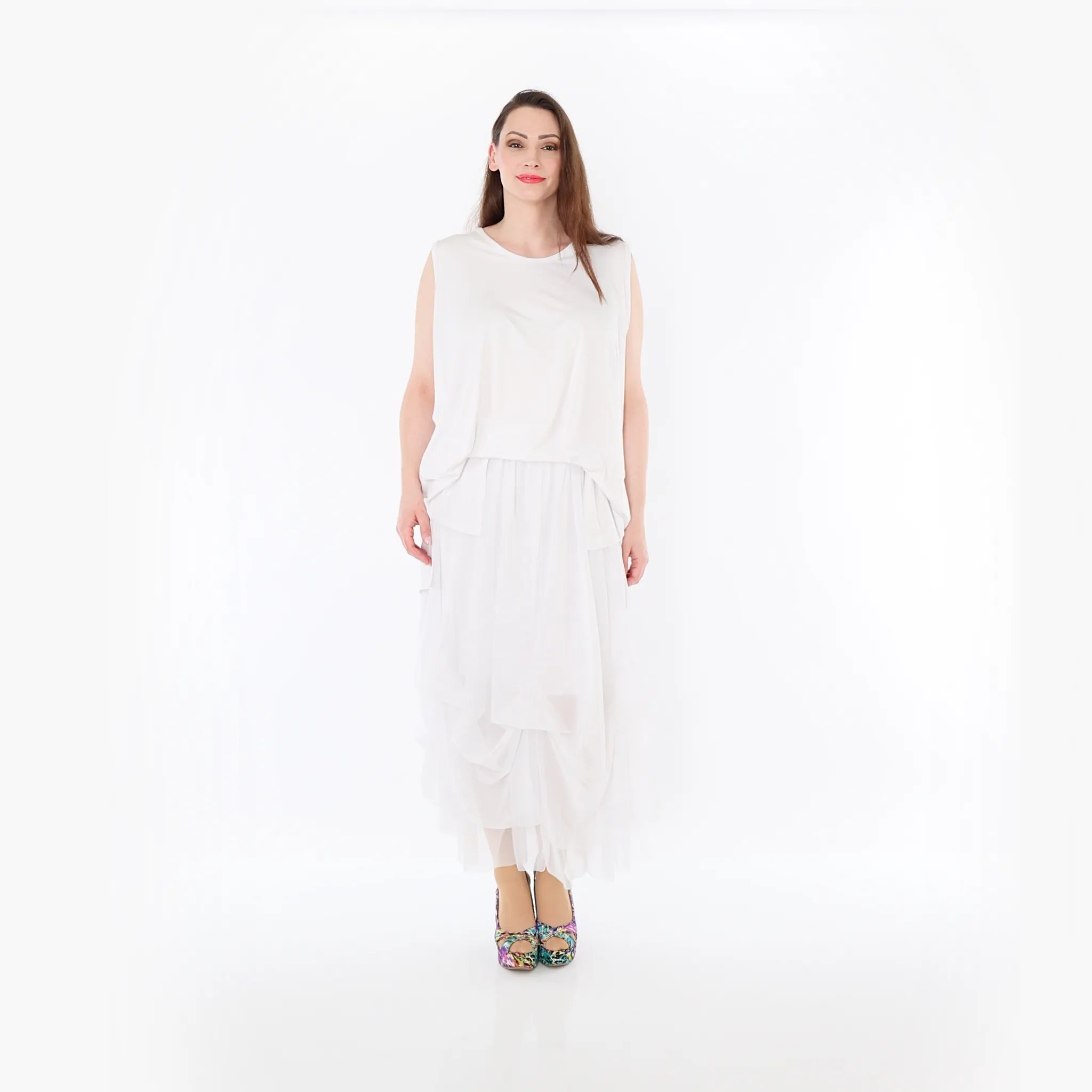  Ballonrock von AKH Fashion aus Materialmix, 1457.07049, Weiß, Ausgefallen, Zeitlos, Schick