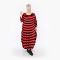  Ballonkleid von AKH Fashion aus Viskose, 1459.01926, Rot/Schwarz, Blockstreifen, Schick