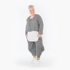  AKH Fashion Jacke in gerundeter Form, aus Baumwolle, 1461.00130, Grau/Weiß, Streifen