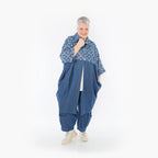  Ballonmantel von AKH Fashion aus Baumwolle, 1464.07055, Jeansblau/Grau, Raute, Schick