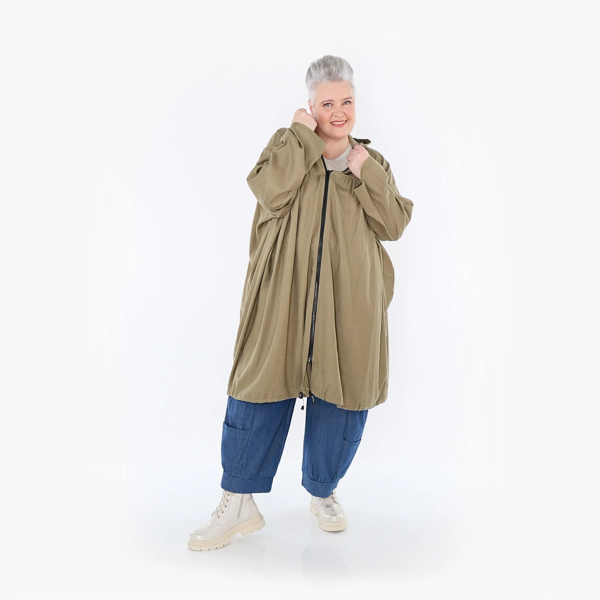  AKH Fashion Jacke in gerader Form, aus Baumwolle, 1465.07045, Pistazie, Ausgefallen