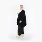 AKH Fashion Bigshirt in Glocken-Form, aus Baumwolle, 1110.02307, Schwarz, Ausgefallen, Schick