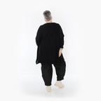  AKH Fashion Bigshirt in Glocken-Form, aus Baumwolle, 1110.02307, Schwarz, Ausgefallen, Schick