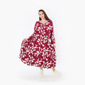  Ballonkleid von AKH Fashion aus Viskose, 1471.07064, Weinrot/Weiß, Muster, Ausgefallen