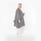  A-Form Bluse von AKH Fashion aus Baumwolle, 1472.06917, Anthrazit/Weiß, Streifen, Schick