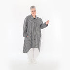  A-Form Bluse von AKH Fashion aus Baumwolle, 1472.07057, Anthrazit/Weiß, Streifen, Schick