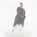  A-Form Bluse von AKH Fashion aus Baumwolle, 1472.07057, Anthrazit/Weiß, Streifen, Schick