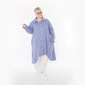  A-Form Bluse von AKH Fashion aus Baumwolle, 1472.07057, Blau/Weiß, Streifen, Ausgefallen