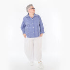  AKH Fashion Bluse in gerundeter Form, aus Baumwolle, 1472.07062, Blau/Weiß, Streifen