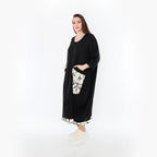  Ballonkleid von AKH Fashion aus Baumwolle, 1477.07071, Schwarz/Ecru, Ausgefallen, Zeitlos