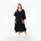  Ballonkleid von AKH Fashion aus Baumwolle, 1478.07071, Schwarz/Ecru, Ausgefallen, Zeitlos