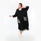  Ballonkleid von AKH Fashion aus Baumwolle, 1478.07071, Schwarz/Ecru, Ausgefallen, Zeitlos